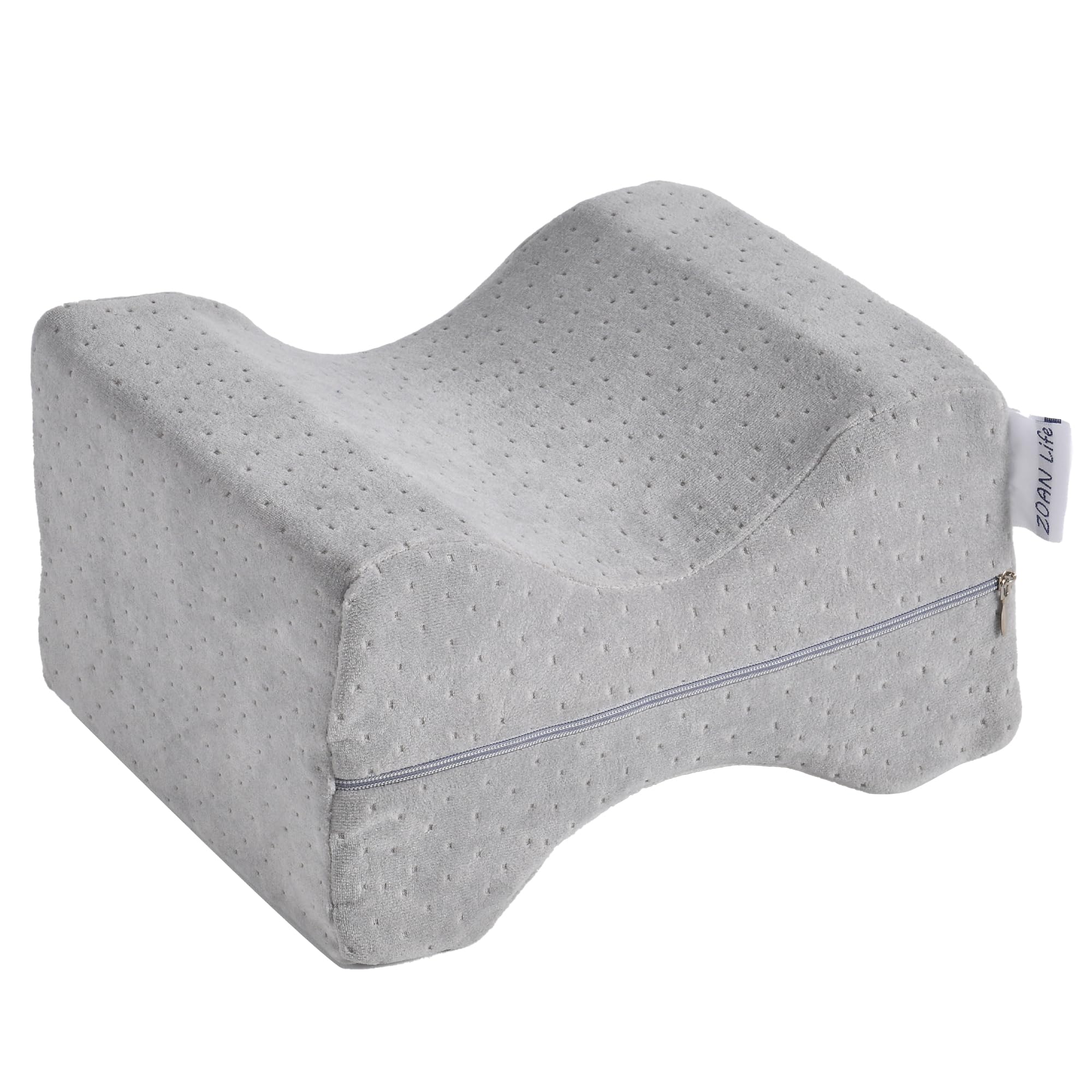 ZOAN Memory Foam Knee Pillow, Knee Pillow for Side Sleepers, Leg Pillow for Side Sleeping, Hip and Back Pain, Sciatica Pain Relief Pillow Grey
