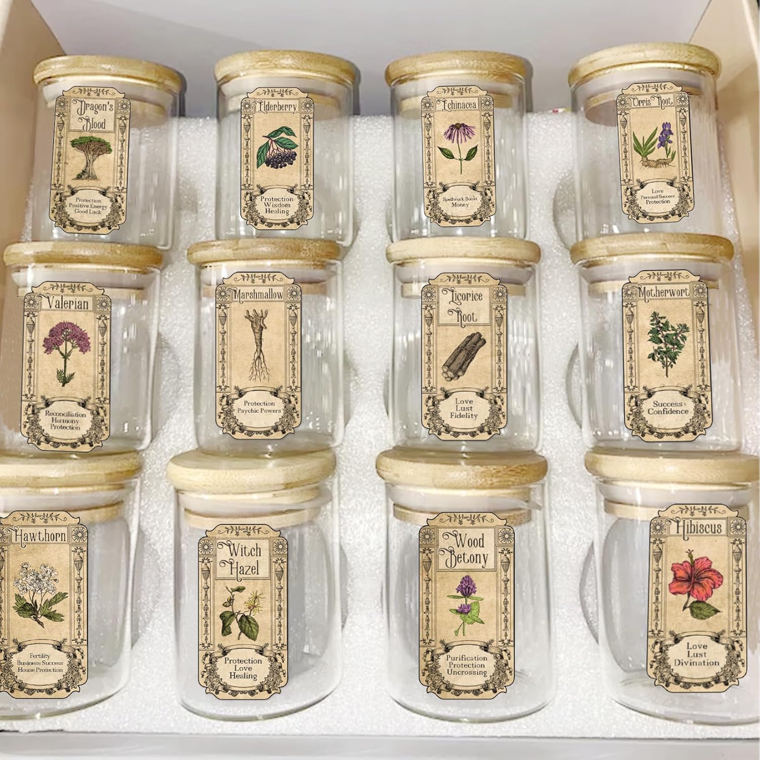 Skiennix 72Pcs Vintage Herb Stickers - Apothecary Spice Labels for Jars & Bottles
