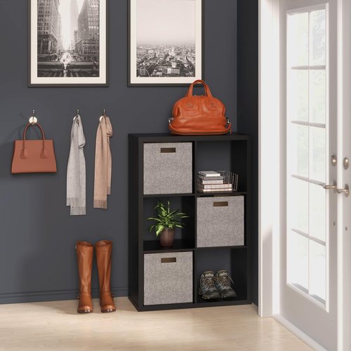 ClosetMaid 6-Cube Storage Shelf Organizer - Versatile Open Back Design, Easy Assembly, Black Wood Finish