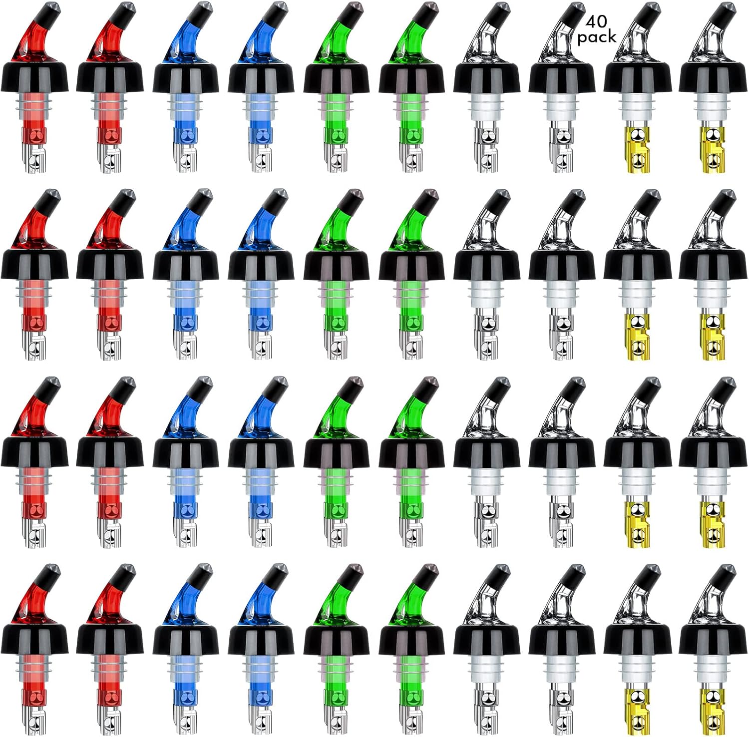 SuproBarware Automatic Measured Bottle Pourer Liquor Bottle Pourer Quick Shot Dispenser 1oz Liquor Pour Spout for Alcohol,Wine,Spirits, Home Bar Kitchen Tools 40 Pack
