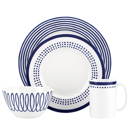 Kate Spade New York Charlotte Street East 4 Piece Place Setting,Blue