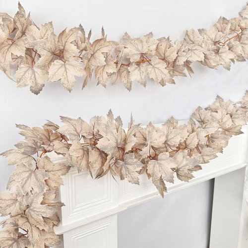2 Pack 6 Ft Thanksgiving Decorations Fall Garland Maples Leaves Garlands Artificial Autumn Foliage Garlands Thanksgiving Garland for Home Farmhouse Porch Wedding Table Mantle Fireplace Party Christmas