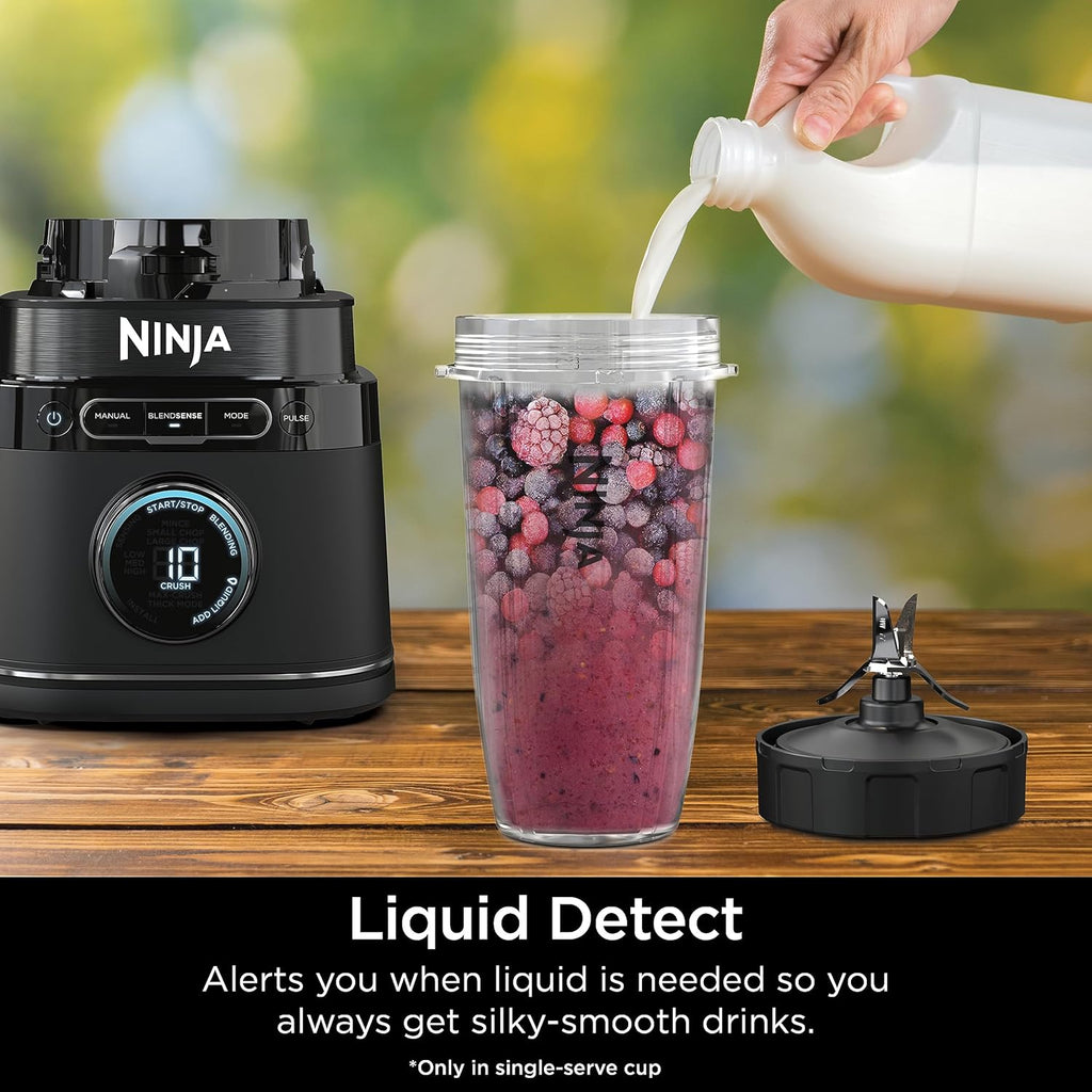 Ninja Blender & Food Processor - All-in-One Kitchen Appliance for Smoothies & More | 72 oz. Pitcher & (2) 24 oz. To-Go Cups | 1800 Watt | Black | TB301