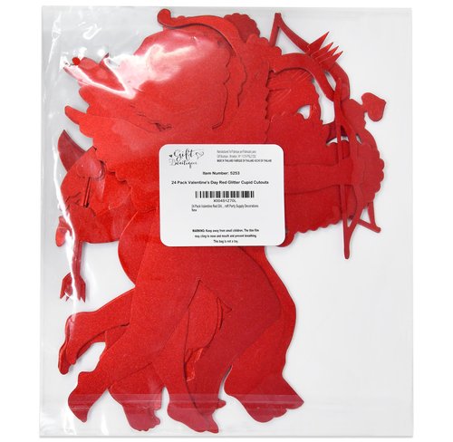 Gift Boutique 24 Pack Valentine Red Glitter Cupid Cutouts 11 Inch Large Cardboard Cut Outs Wedding Classroom Window DIY Craft Party Supply Decorations