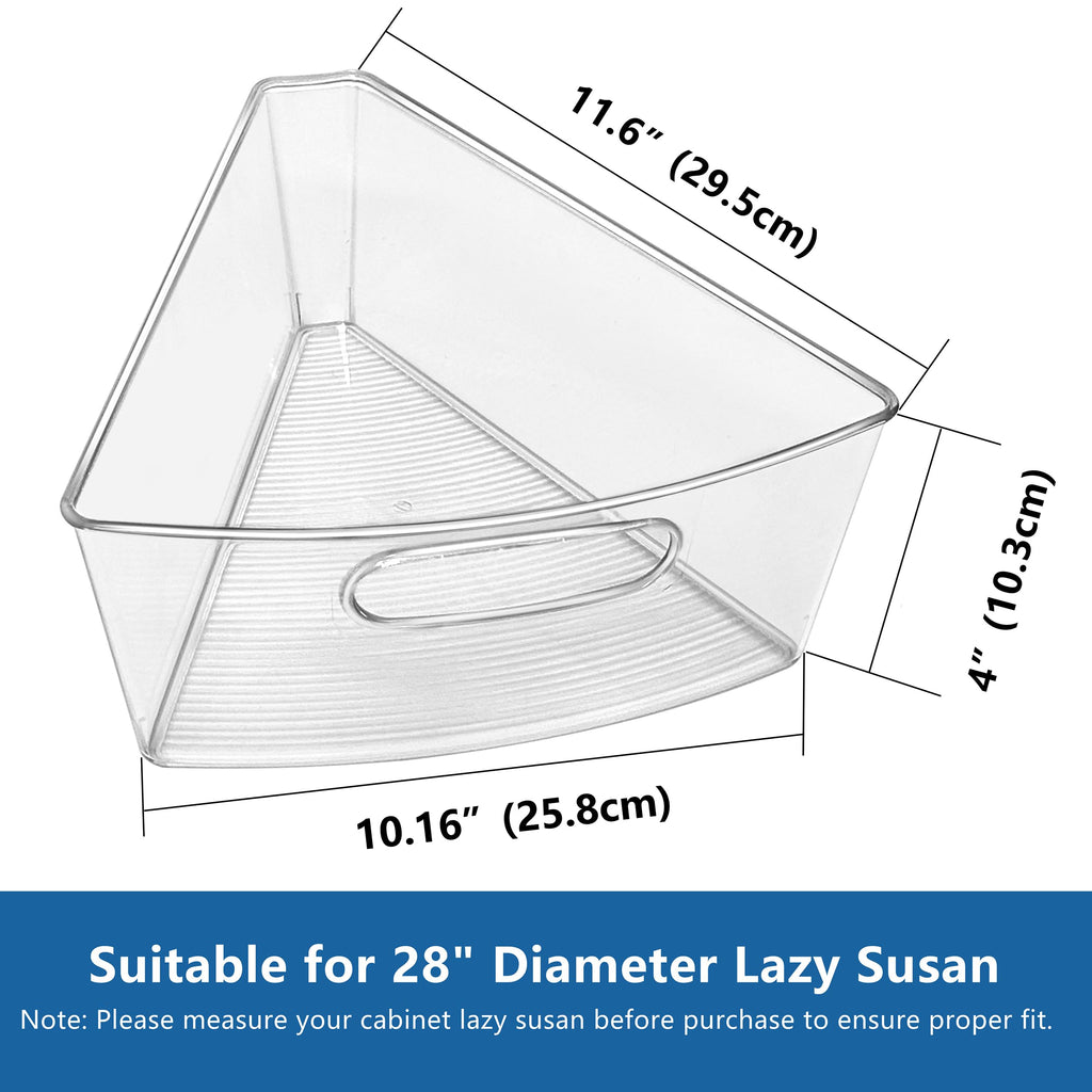 JOWBOOW Lazy Susan Organizer Bins for 28"-29" Diameter Corner Cabinet Lazy Susan, 8 Pack, Clear Plastic Cabinet and Pantry Storage Bin, 1/8 Wedge-Food Safe, BPA Free