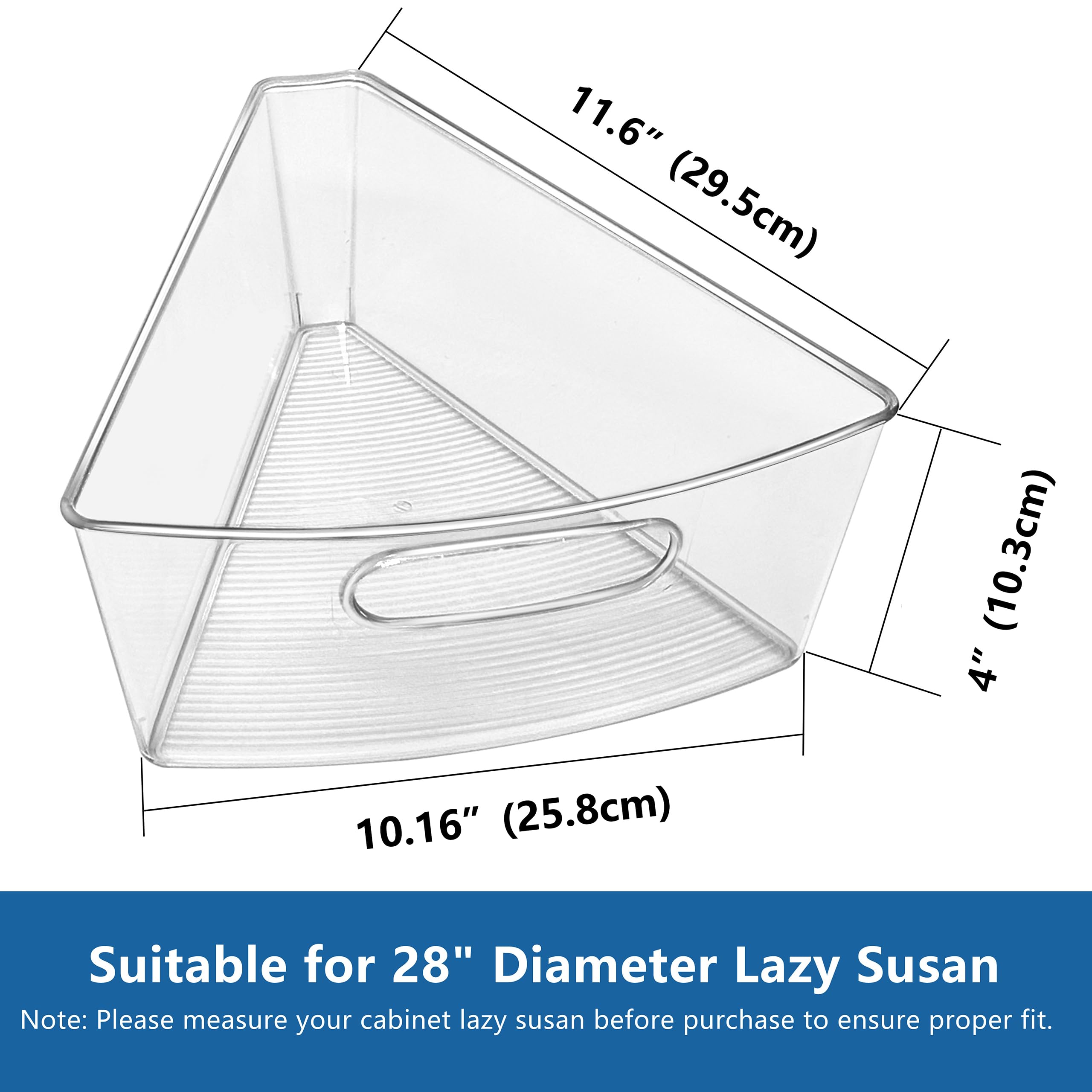 JOWBOOW Lazy Susan Organizer Bins for 28"-29" Diameter Corner Cabinet Lazy Susan, 8 Pack, Clear Plastic Cabinet and Pantry Storage Bin, 1/8 Wedge-Food Safe, BPA Free
