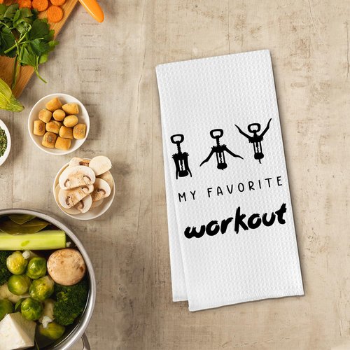 Cilrii Funny Wine Kitchen Towels,My Favorite Workout Hand Towels,Funny Wine Lovers Gifts for Women,Dish Towel for Kitchen Bathroom Decor 16 X 24