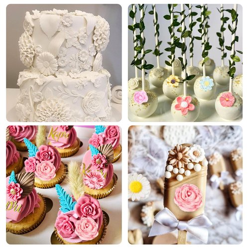 Muyulin Mini Rose Flowers Chocolate Silicone Molds, 5 Packs Plumeria Fondant Molds Chrysanthemum Mould for Birthday Cake Decoration Cupcake Toppers Sugar Craft Cookie Polymer Clay Resin