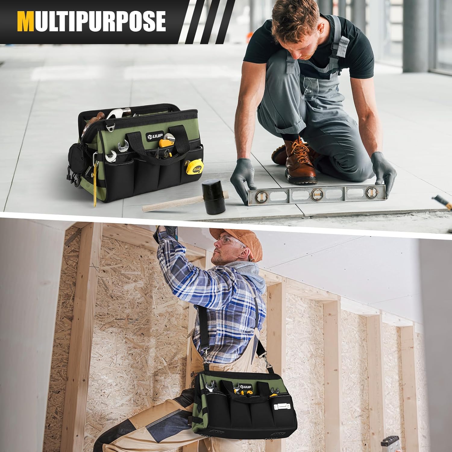 UUP Heavy Duty Tool Bag - 15-Inch, 16-Pocket Organizer with Soft Handle | Ideal for Storage & Gifts