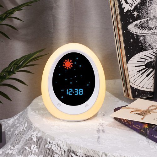 ANNNGUL Ok to Wake Clock, Sleep Training Kids Alarm Clock with Sun & Moon, Green Light Red Light, Nap Timer for Toddler Children