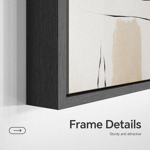 Framed Black and White Abstract Wall Art - Large 3 Piece Minimalist Canvas Set | Modern Home Decor 24x36 In