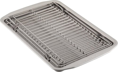 Circulon Bakeware Baking Sheet Set - 3-Piece Cookie Pan & Cooling Rack in Gray