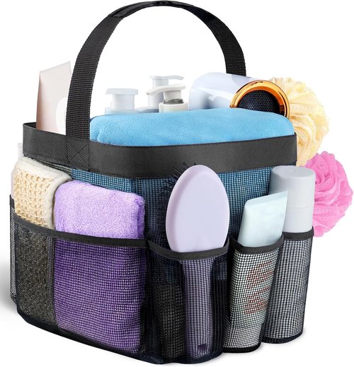 Attmu Mesh Shower Caddy - Portable Dorm Room Organizer with 8 Pockets | Quick-Dry Bathroom Bag