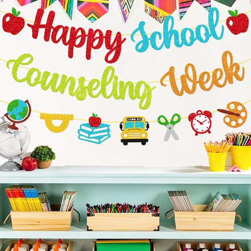 Happy School Counseling Week Banner National School Counseling Decoration NSCW Counselors Appreciation Backdrop We Love Our Counselors Decor Pre-Strung