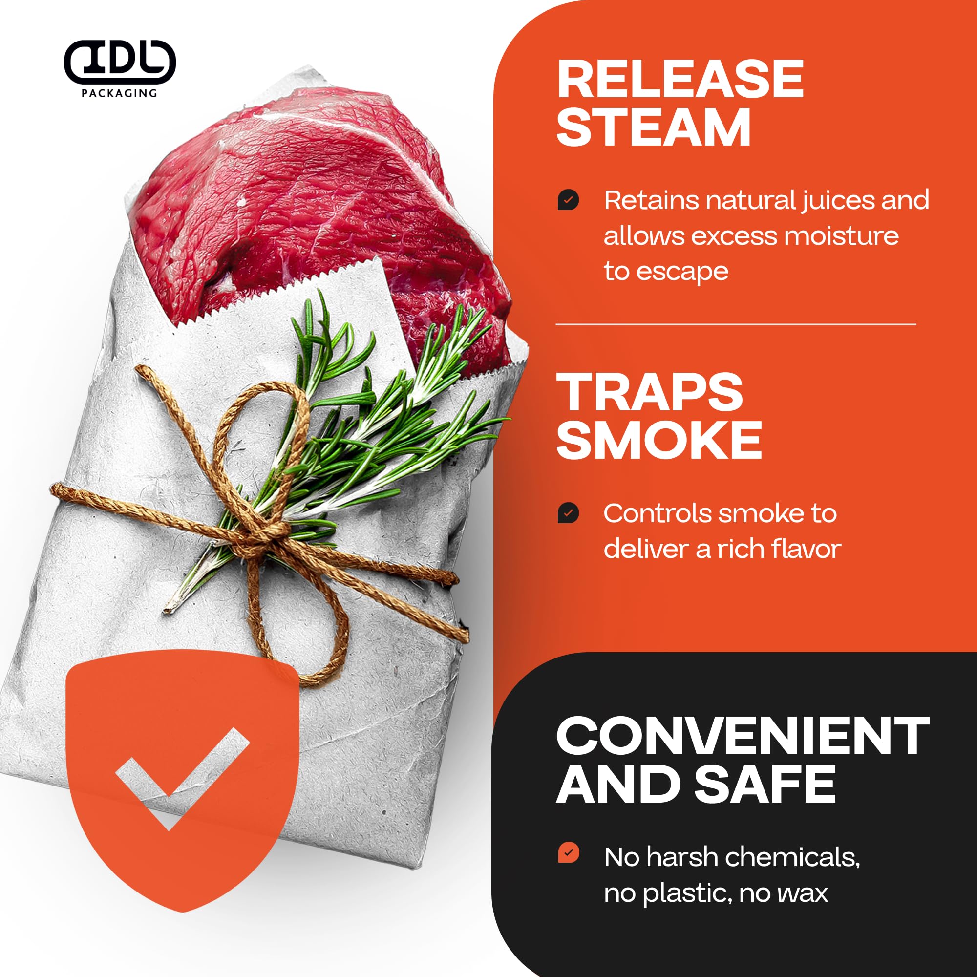 White Butcher Paper 24" x 12000" (1000 feet) with Cutter - USA-Made Natural Butcher Paper Roll for Meat & Fish - Uncoated Food-Grade Material for Smoking, Grilling & Barbecue by IDL Packaging