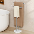 KES Standing Towel Rack for Bathroom Floor with 10.5 Lbs Natural Marble Base, 2-Tier Free Standing Towel Rack Double T-Shape, 18/8 Stainless Steel, Brushed Finish, BTH237A-2