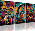 PHOPAGO Gaming Wall Art - Cool Watercolor Graffiti Gamepad Prints | 12x16in, Set of 3 for Teen Boys