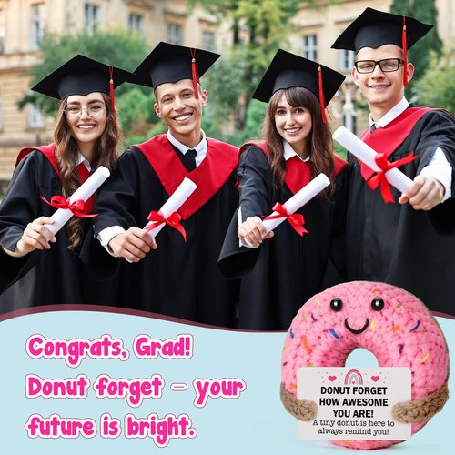 MBL Inspirational College Graduation Gifts - Birthday Grad for College Students Appreciation Administrative Professionals Gifts for Coworker Nurses Week, Cheer Emotional Motivational Crochet Donut