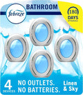 Febreze Bathroom Air Freshener - Odor-Fighting Plug-In for Small Spaces | Linen & Sky Scent, 4 Count