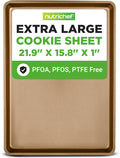 NutriChef Nonstick XL Cookie Sheet - Extra Large 22" x 16" Carbon Steel Baking Pan for Cookies & Pastries - Gold