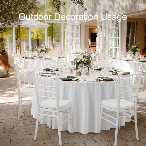 joybest 6 Pack Round Tablecloths 120 Inch White Polyester Table Cloth, Stain and Wrinkle Resistant Washable Fabric Table Cover for Wedding, Party, Reception, Banquet, Dining