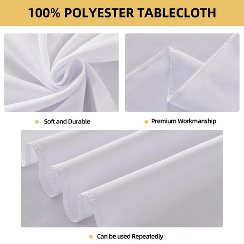 ZarzaaSik 10-Pack 90x156 inch White Table Cloths, Solid Stain and Wrinkle Resistant Oblong Tablecloth, Premium Plain Weave Polyester Fabric Rectangle Table Linen Covers for Hotel, Banquet