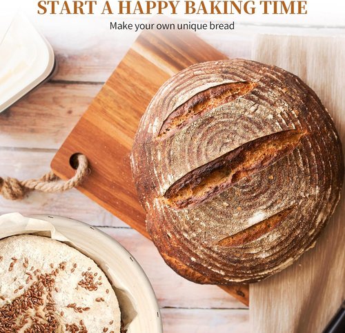 Dimpola Banneton Bread Proofing Basket Set - 9-Inch Round Rattan Baskets for Sourdough Baking