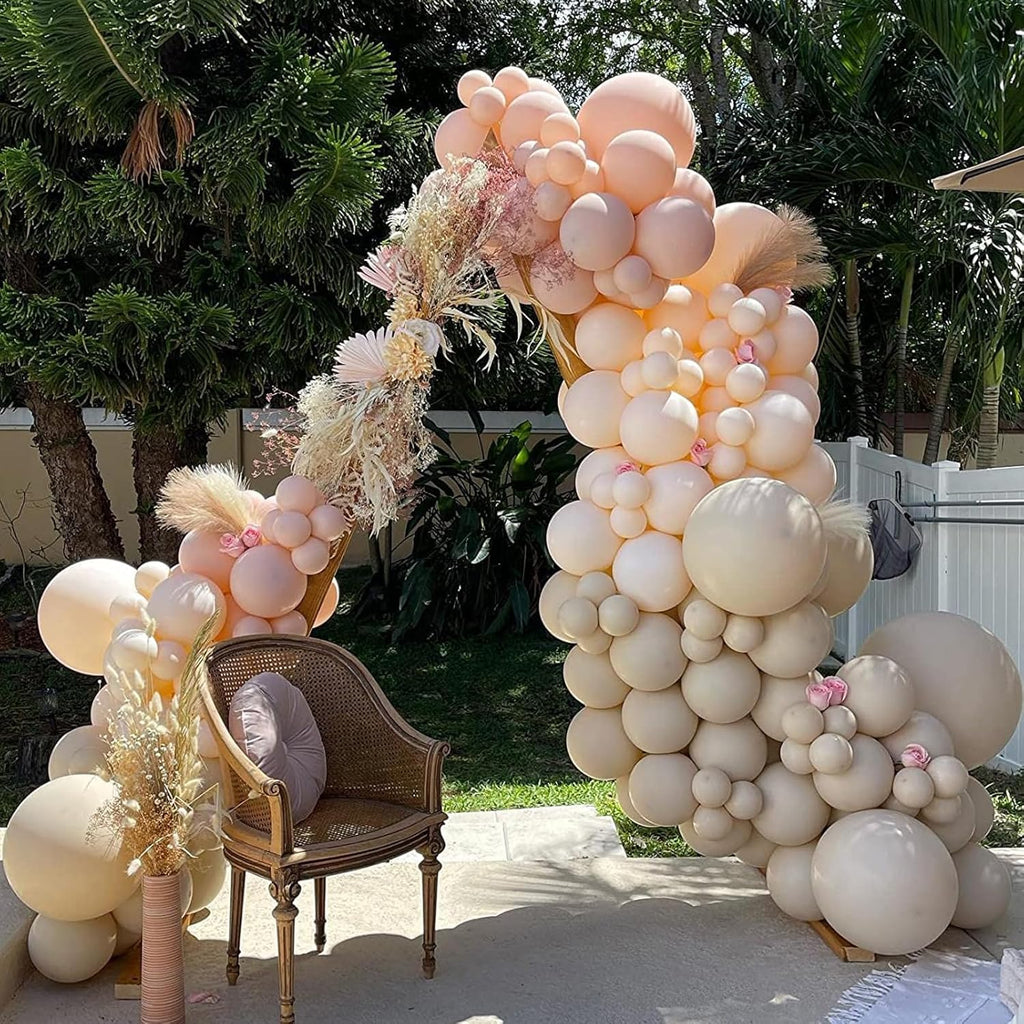 PartyWoo Pearl Beige Balloons - 140-Piece Arch Kit | Off-White, Sand & Cream for Weddings & Events