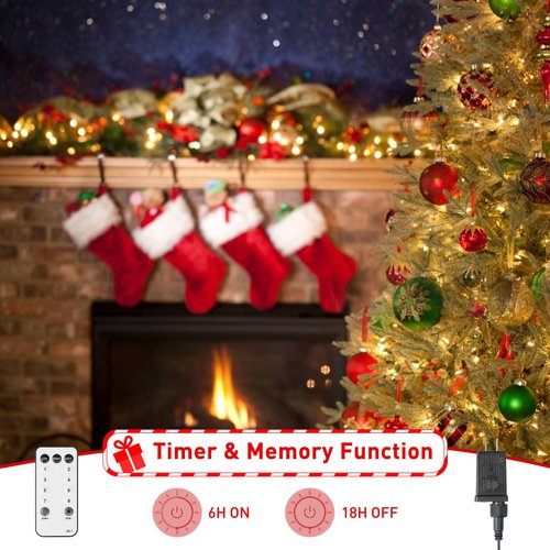 TOPPORTED 400 LEDs Christmas Tree Lights,LED Christmas Lights with 8 Light Modes,Timer& Memory Function,Remote Control,16 Strands 6.6FT String Light for Wedding,Home Party,Xmas Tree Decor,Warm White