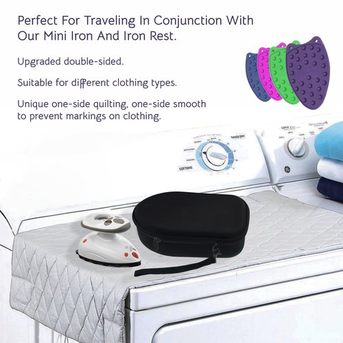 The Quilted Bear Travel Ironing Mat & Iron Mesh Cloth - Portable Ironing Board Travel Table Mat for Mini Steam Iron with Scorch Mesh Included (19" x 33")