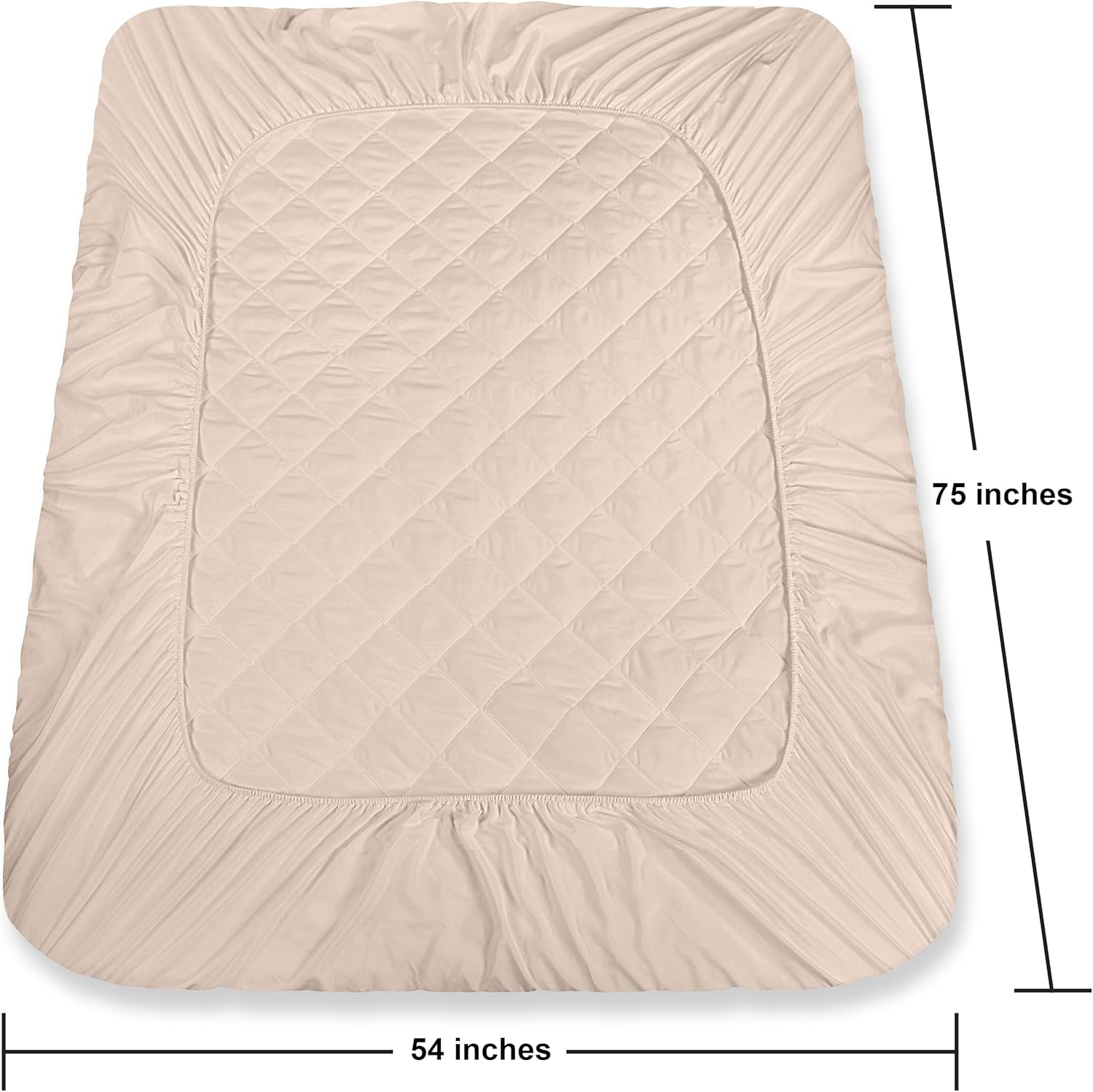 Utopia Bedding Quilted Fitted Mattress Pad - Full Size Elastic Protector | Machine Washable, 16-Inch Deep (Beige)