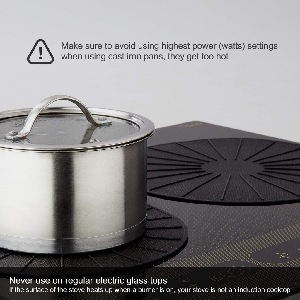 Lazy K Induction Cooktop Mat - Silicone Fiberglass Scratch Protector - for Magnetic Stove - Non slip Pads to Prevent Pots from Sliding during Cooking - Square (7.4inches) Black