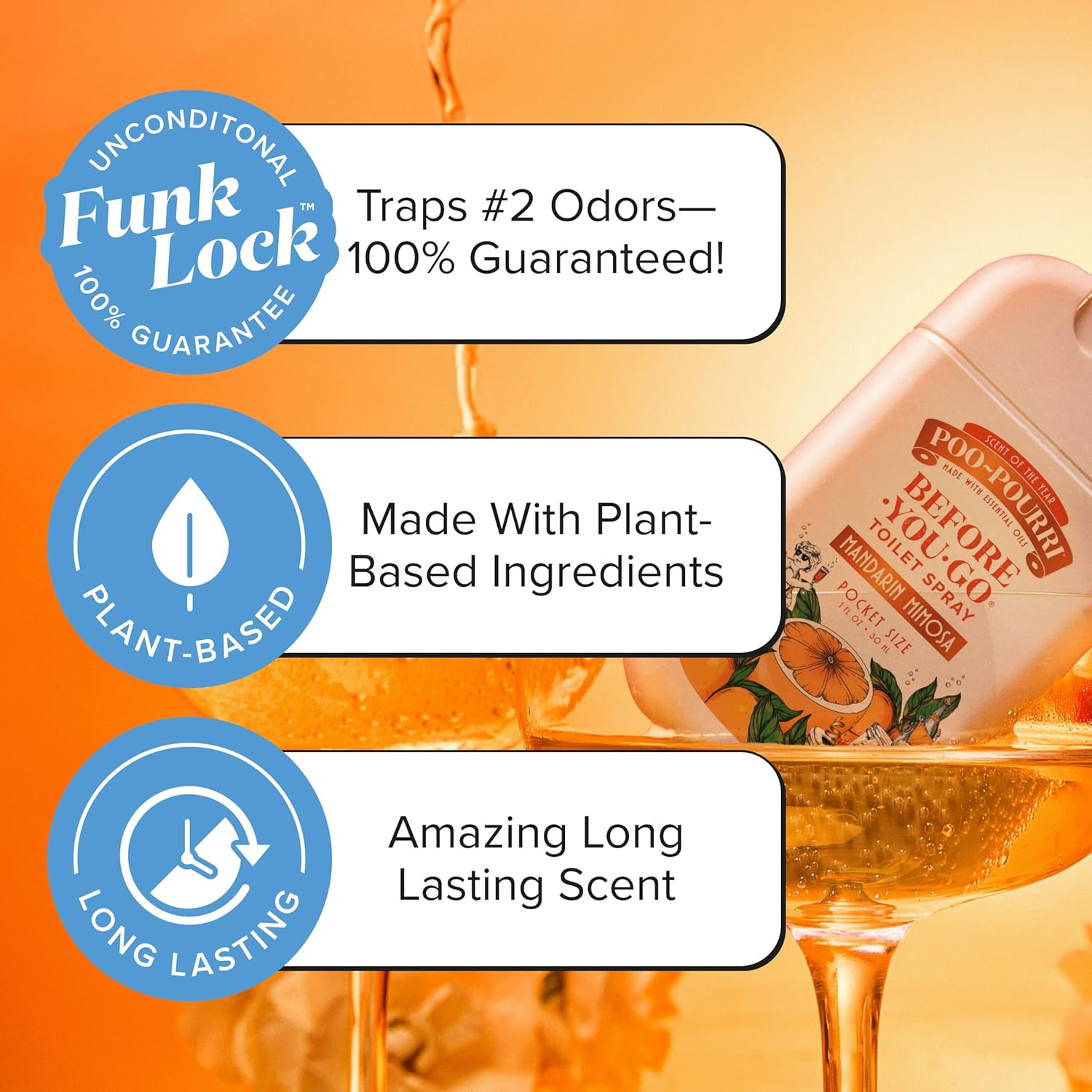Poo-Pourri Pocket Toilet Spray - Mandarin Mimosa Travel Deodorizer | 1 Fl Oz, Up to 50 Uses, TSA Approved