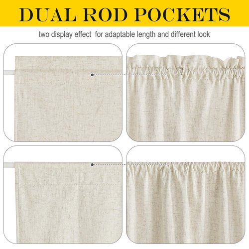 NICETOWN 100% Blackout Linen Curtain for French Front Door Thermal Insulated Door Curtain Panel with Tieback for Patio Glass, Linen Sheer Drapes for Living Room, W25 x L72, 1 PC, Natural Beige