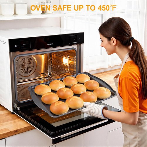 Carbon Steel Baking Sheet Set by [Brand Name] - Nonstick & Rust Resistant | Includes 2 Cooling Racks, 17 x 11 Inch
