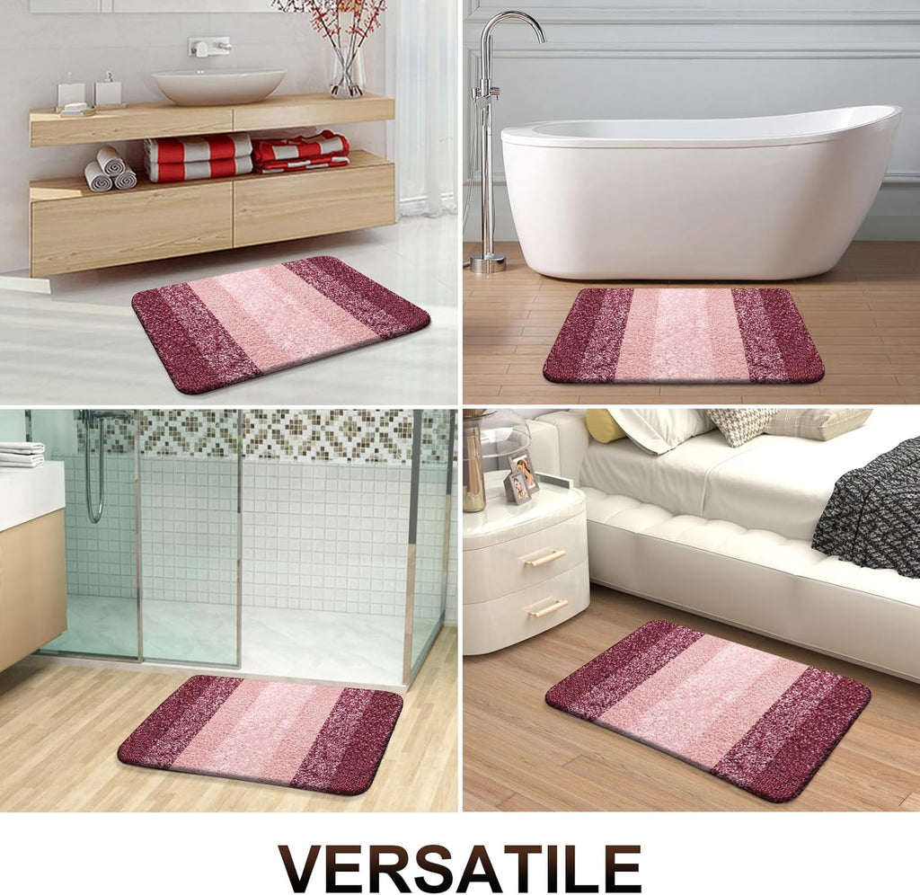 OLANLY Bath Rugs Mat - Extra Soft Microfiber with Rubber Backing | Quick Dry, Machine Washable, 24x16, Red