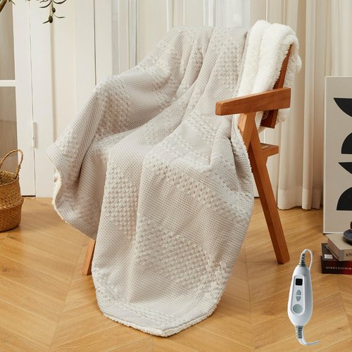 Heated Throw Blanket Electric 50“x60, Soft Waffle Weave to Sherpa Heating Throw with 6 Heating Levels, 4 Hours Auto Off, Machine Washable, Gift Suit for Couch Bed Sofa Home Office