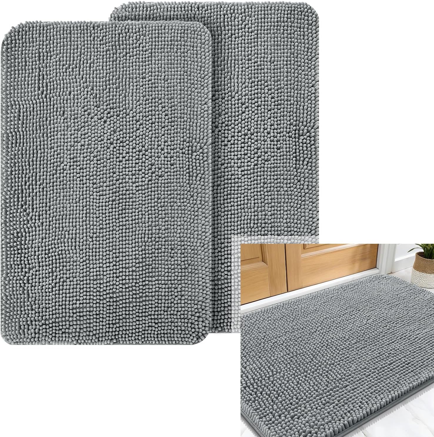 OLANLY Dog Door Mat Set - 3-Piece Bundle with 30x20 Size in Grey for Easy Cleaning and Durability