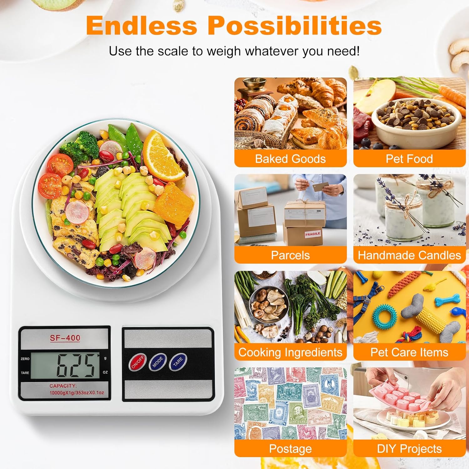 Partyreal Digital Kitchen Scale - Stainless Steel Food Scale with oz/g Units | Ideal for Meal Prep & Cooking