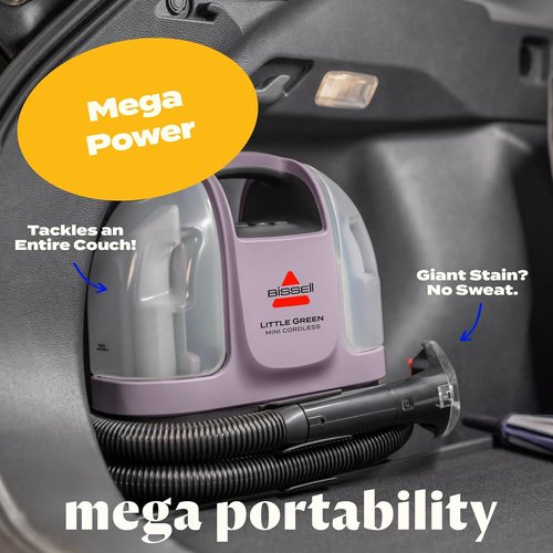 BISSELL Little Green Mini Cordless Carpet Cleaner - Portable Deep Cleaning with HydroRinse Tool | Dusk Pink