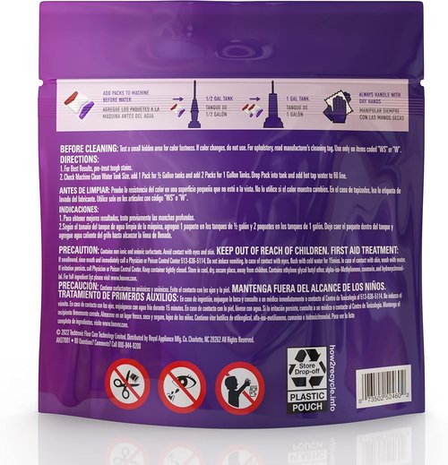 Hoover Paws & Claws Carpet Cleaning Solution - Sea Breeze Scented, Pre-Measured Pack for Tough Pet Messes