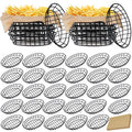 Yiyiring 30 Pcs Black Wire Bread Basket 9.5 x 6.2 x 2.2 Inch Oval Metal Dinner Roll Baskets for Serving Fruit Bowl Storage with 150 Sheets Deli Wrappers Paper for Kitchen Table Fast Food