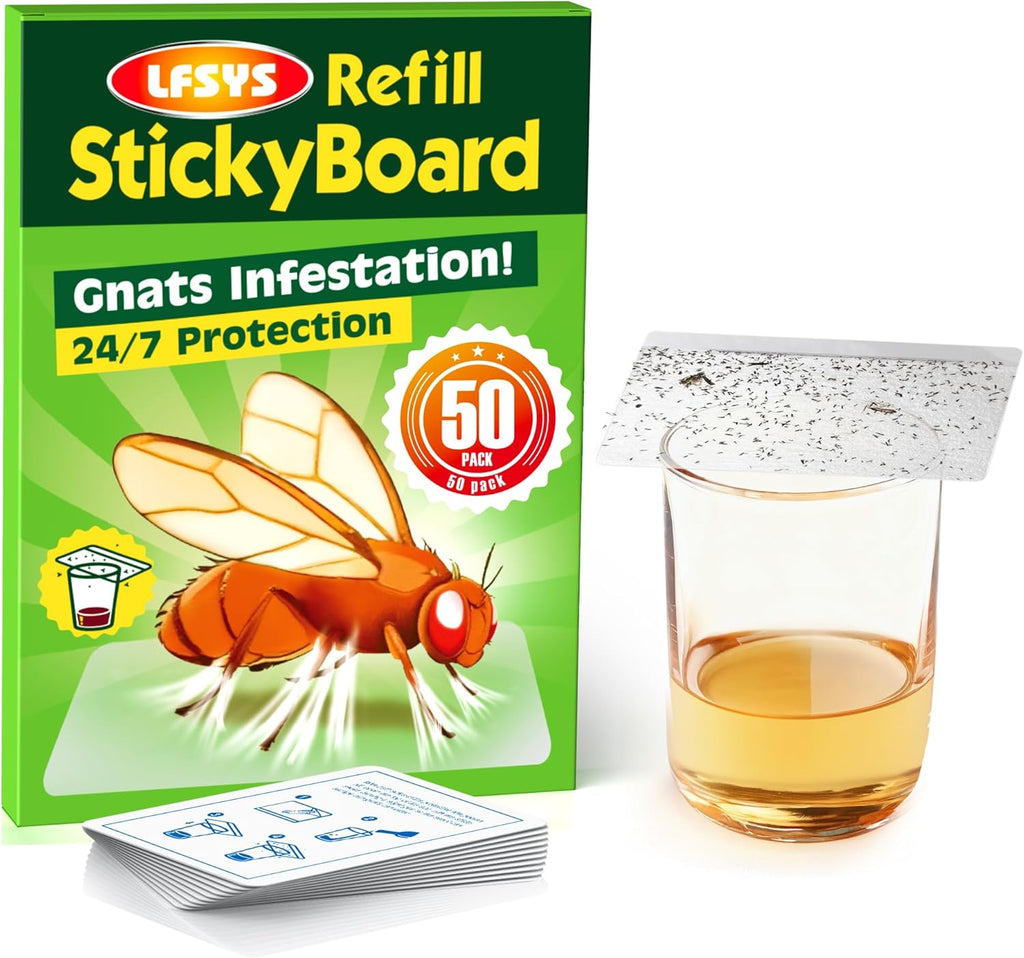 Regine Switzerland Double-Sided Sticky Trap Covers - 25 Pack Adhesive Cards for Fruit Flies | Clear, Mess-Free Indoor Use