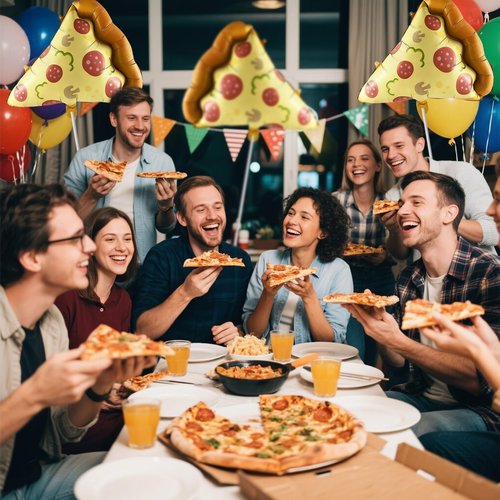 10 PCS Pizza Balloons Set, 23 inch Pizza Party Decoration for Birthday, Foil Mylar Food Celebration Party Balloon Supplies for Pizza Favors