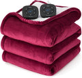 Bedsure Electric Blanket - Queen Size Heated Blanket with Dual Control, Fast Heating, 10 Settings (84x90 inches, Burgundy)