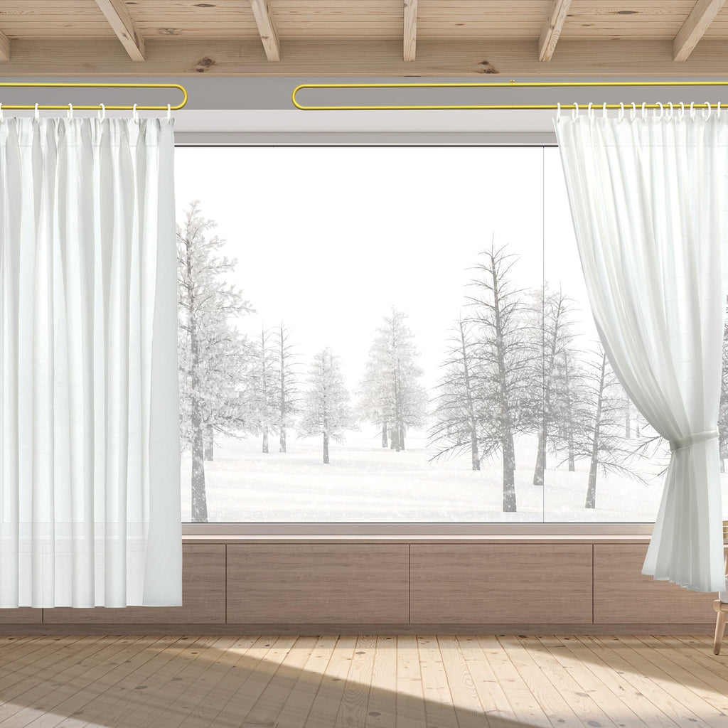 Gtouse Privacy Curtains for Room Divider, Metal Support Wall Mounted Privacy Curtain, U-Shape Portable Room Divider Curtains for Fitting Room Beauty Salon Bedroom and Hospital,1 Panel, 8.53ft (White)