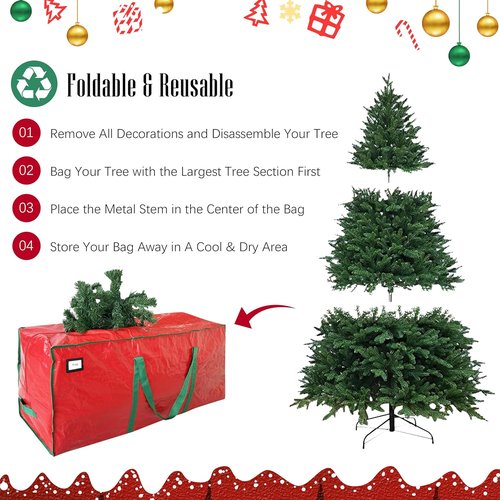 Cosy Family Christmas Tree Storage Bag - Durable Extra Large 7.5 ft Holiday Tree Bag with Reinforced Handles & Dual Zippers - Red (Pack of 2)