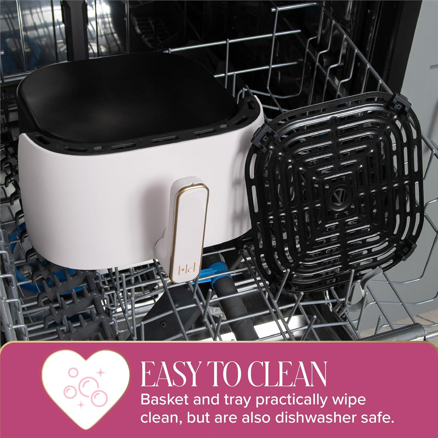 Paris Hilton Air Fryer - 6-Quart Nonstick Capacity | 8-in-1 Touchscreen, Dishwasher Safe, White
