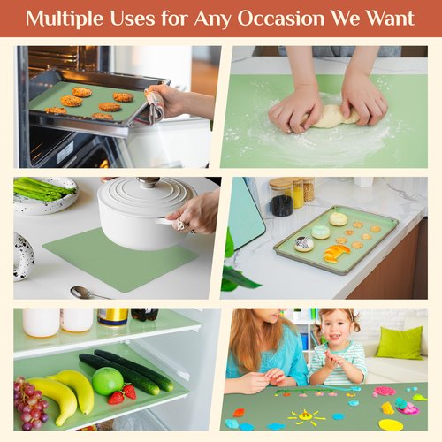 Silicone Baking Mat, 16 IN x 10 FT Free Cutting Baking Sheet,Non-Stick Reusable Dough & Pastry Mat,Non-Slip Silicone Mat Roll for Air Fryer Liner,Freeze Dryer,Oven Baking Pan,Kitchen Counter