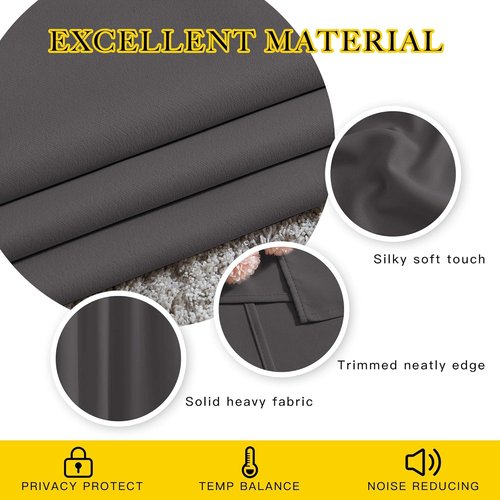 NICETOWN Gray Blackout Curtains - Thermal Room Darkening Drapes | 84-Inch Grommet Panels (2 Panels, W52 x L84)